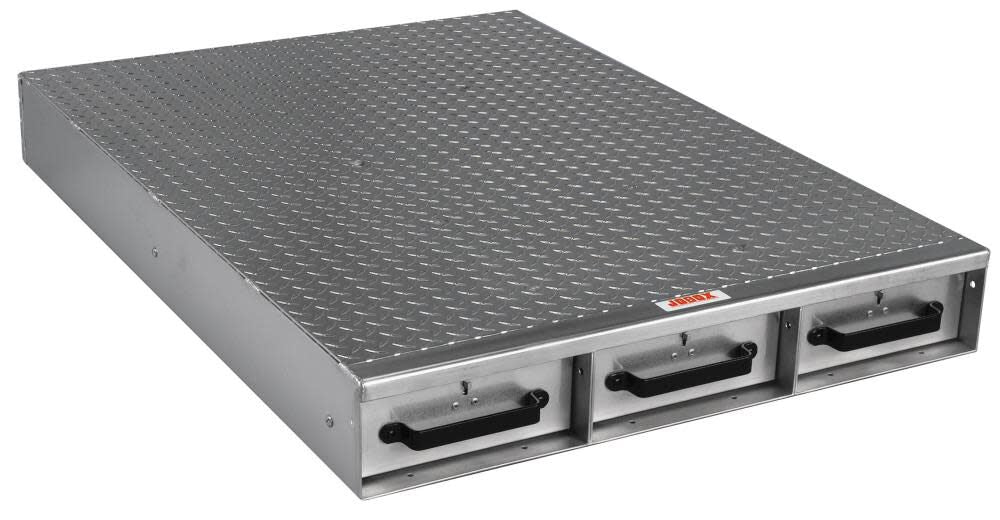 JOBOX 3 Drawer Long Floor Heavy-Duty Aluminum Drawer Storage 36inW x 6inH x 50inL 1403980