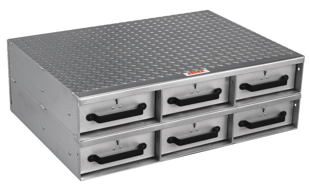 JOBOX 6 Drawer Short Floor Heavy-Duty Aluminum Drawer Storage 36inW x 12inH x 26inL 1406980