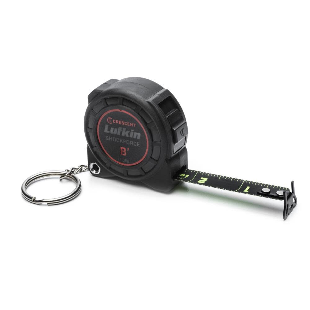 1/2in x 8' Shockforce Nite Eye Tape Measure Key Chain L1108B