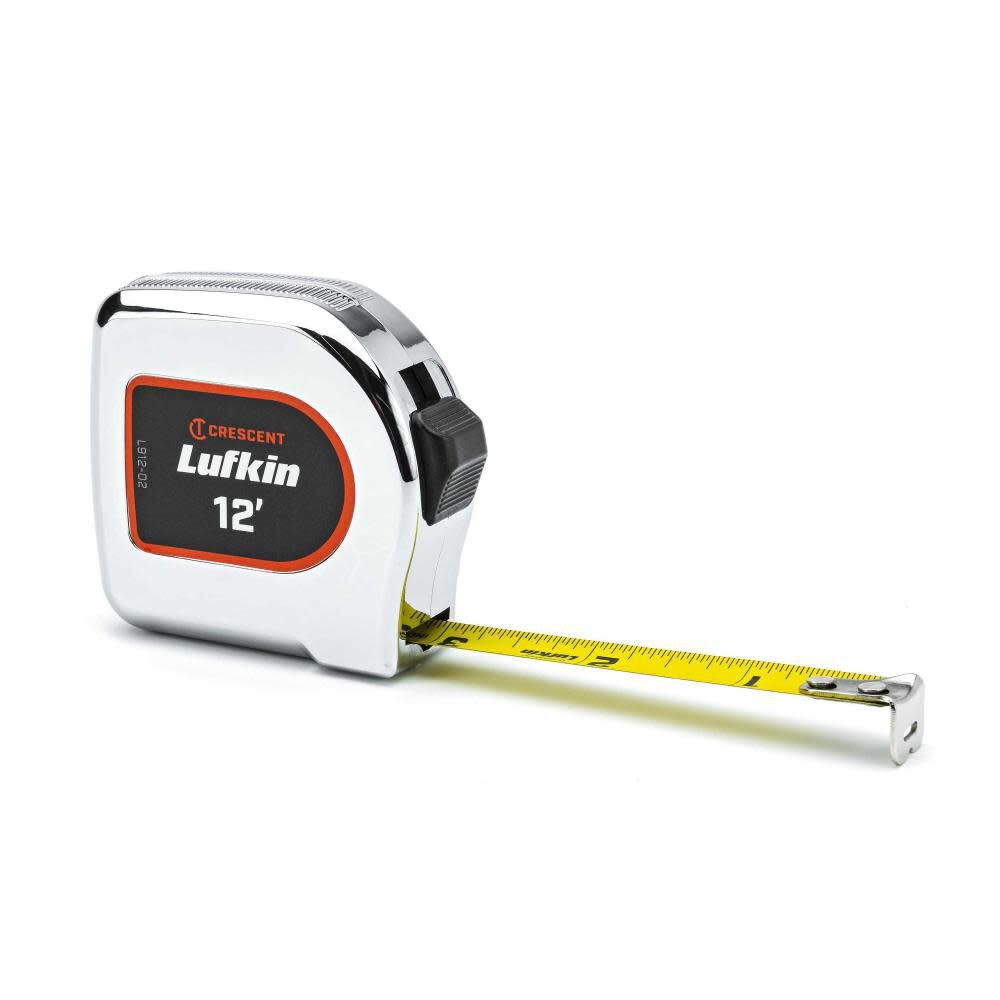 Chrome Case Yellow Clad Tape Measure 1/2in x 12' L912-02