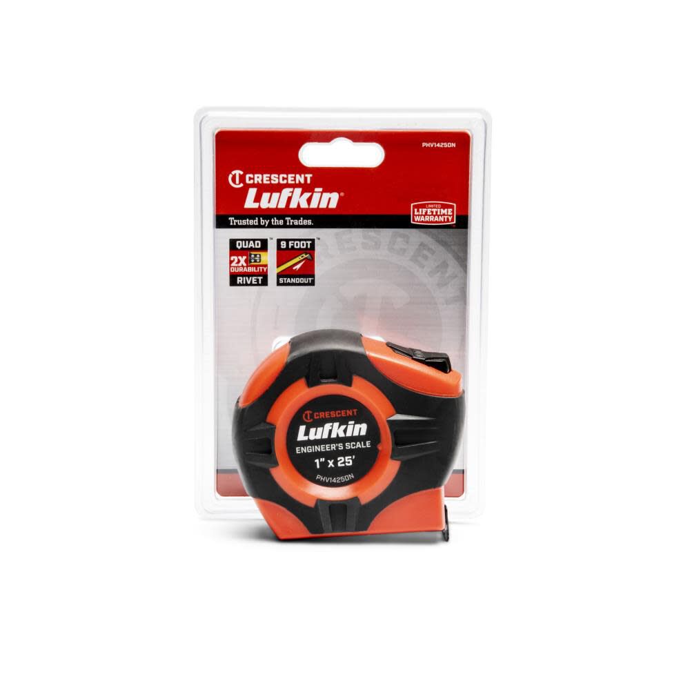 Engineer's Tape Measure 1 In. x 25 Ft. Hi-Viz Orange P1000 PHV1425DN