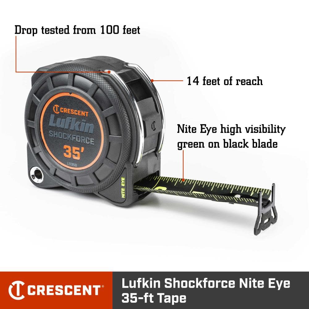 Shock Force Nite Eye Tape Measure 35' x 1 3/16in L1135B-02