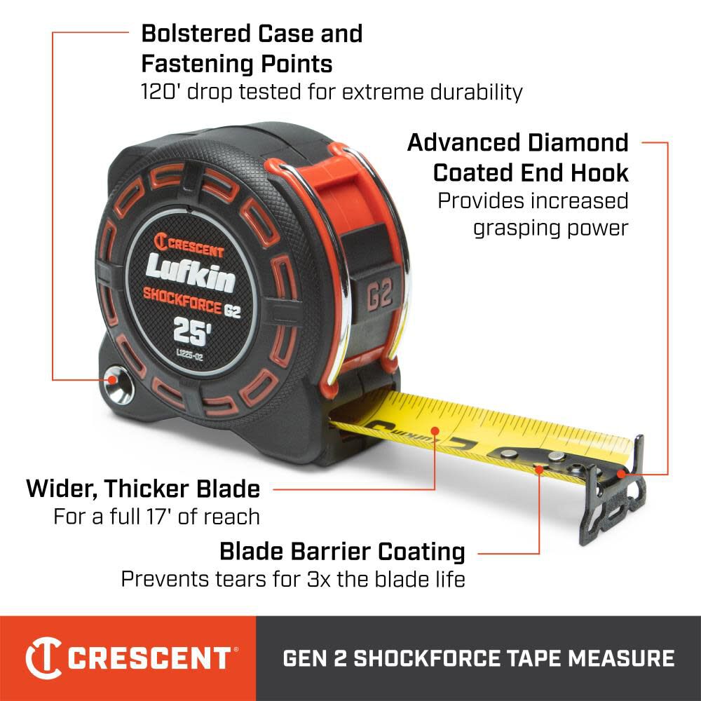 Shockforce G2 25-ft Tape Measure L1225-02