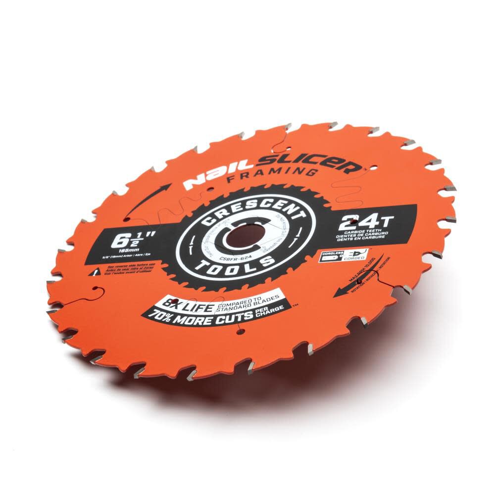 Nail Slicer Circular Saw Framing Blade 6 1/2in x 24T CSBFR-624-10