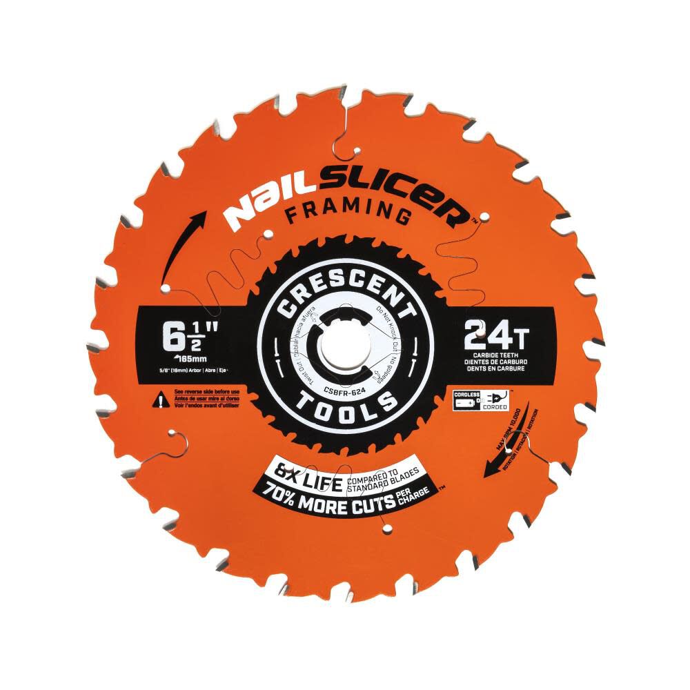 Nail Slicer Circular Saw Framing Blade 6 1/2in x 24T CSBFR-624-10