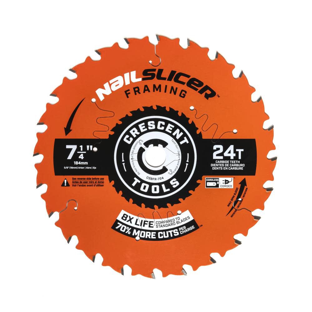 NailSlicer Framing Circular Saw Blade 7 1/4in 24T 10pk CSBFR-724X10