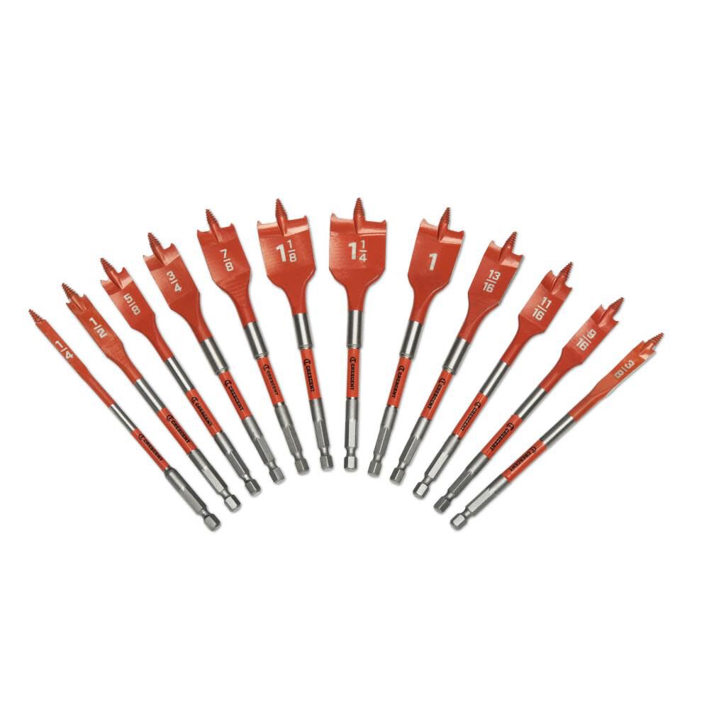 Screw Point Spade Drill Bit Set 12pc CDSPSET-12