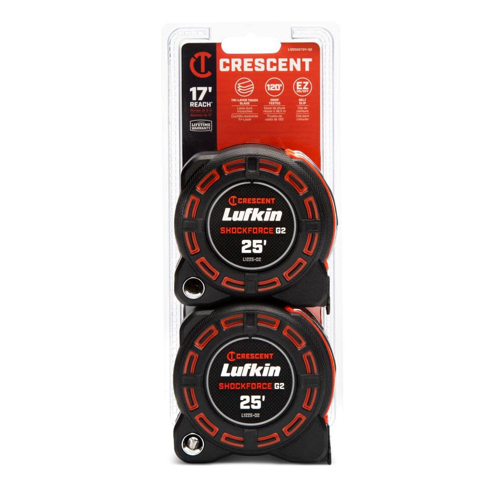 Shockforce G2 2-Pack 25-ft Tape Measure L1225SET2V-02