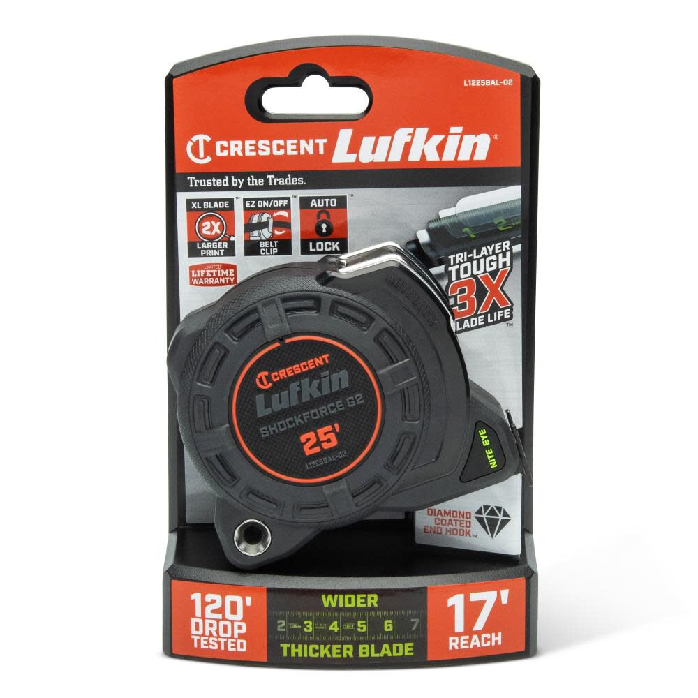 Shockforce Nite Eye G2 25-ft Auto Lock Tape Measure L1225BAL-02