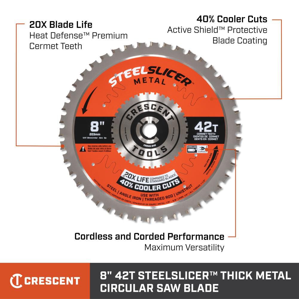 Steel Slicer Thick Metal Circular Saw Blade 8in x 42T CSBMK-842