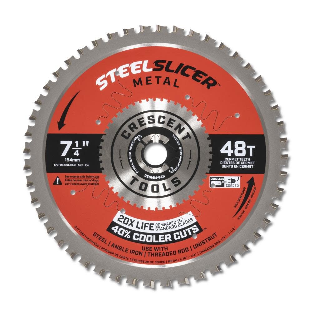 SteelSlicer Medium Metal 7 1/4 in 48T Circular Saw Blade CSBMM-748