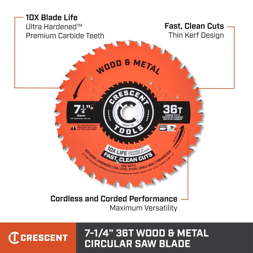 Wood & Metal 7 1/4 in 36T Circular Saw Blade CSBWM-736