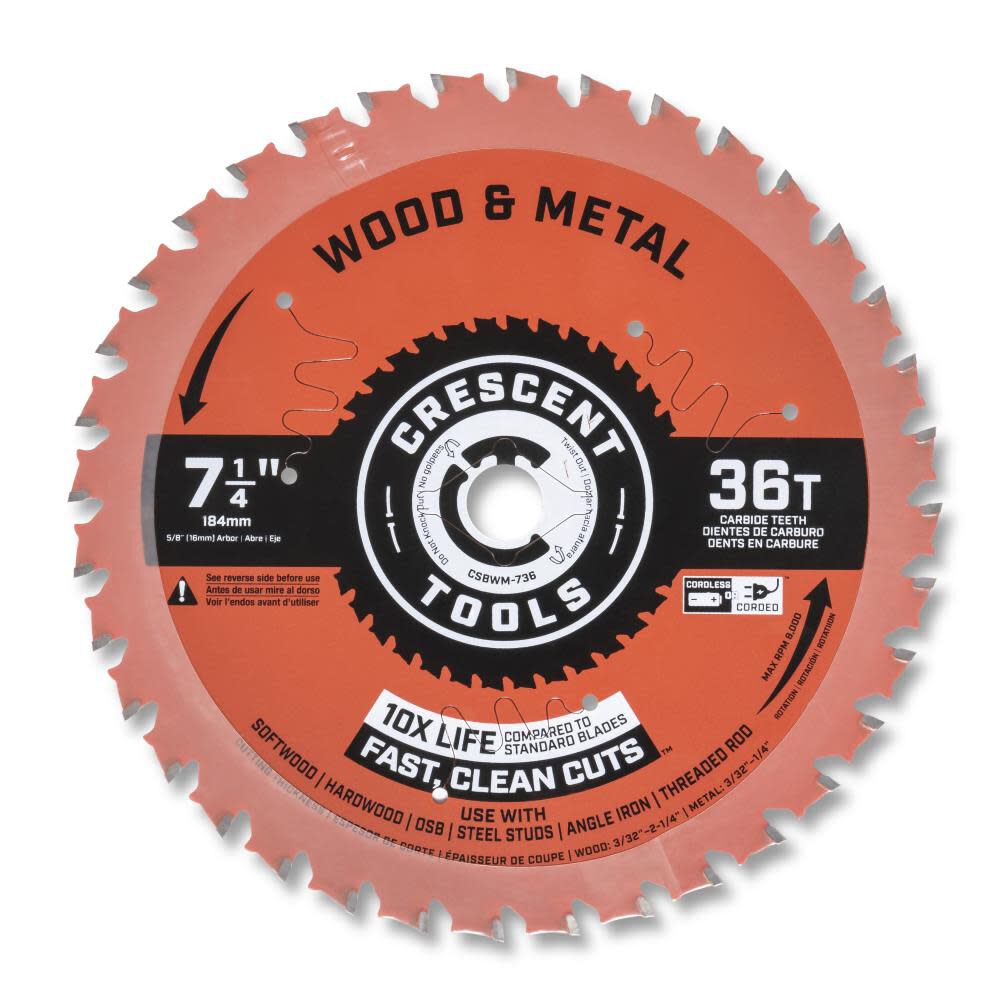 Wood & Metal 7 1/4 in 36T Circular Saw Blade CSBWM-736