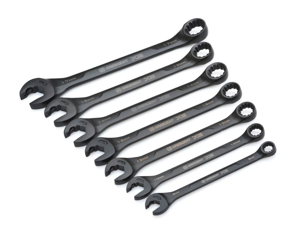 X6 Ratcheting Wrench Set 7 Pc. Combination with Spline Open End CX6RWM7