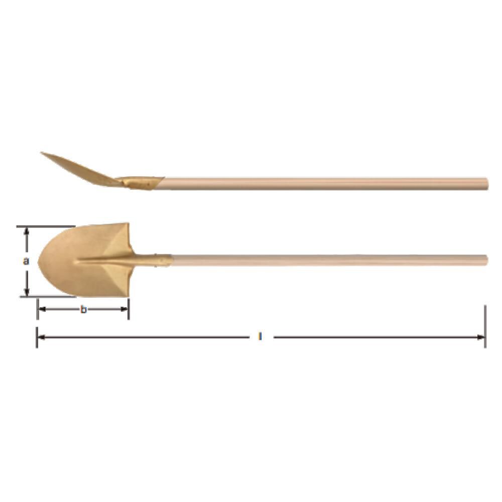 Aluminum Bronze Round Point Shovel with Nupla Handle EX1006D-280A