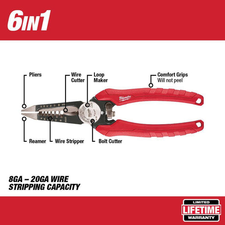 7.75 In. Combination Electricians 6-In-1 Wire Strippers Pliers 10-28 AWG Multi-Purpose Wire Stripper/Cutter (2-Piece)