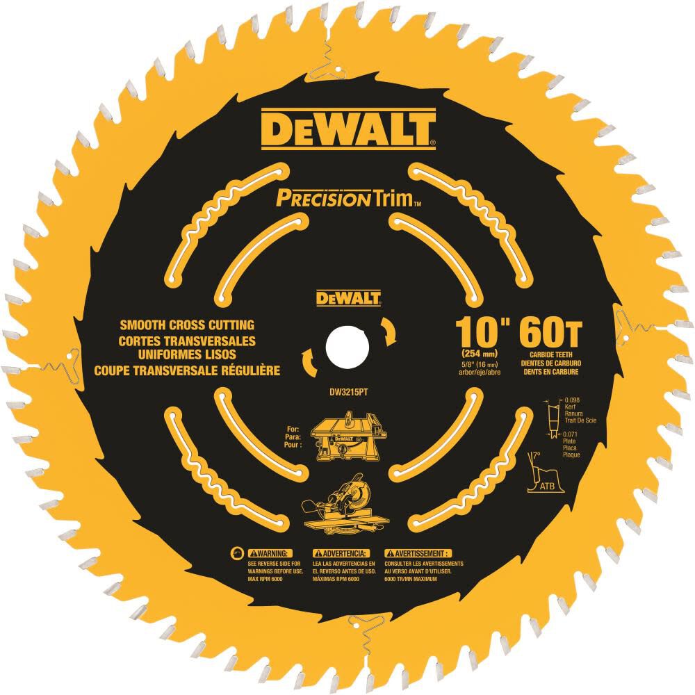 10-in 60T Smooth Crosscutting Saw Blade DW3215PT