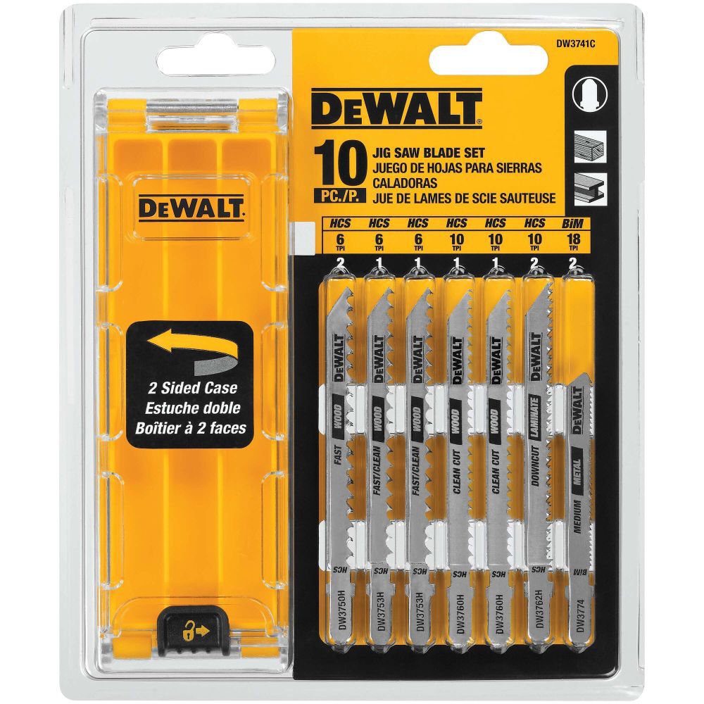 10-Piece T-shank Jig Saw Blade Set with Case DW3741C