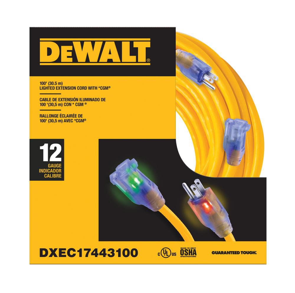 100' 12/3 SJTW Lighted Ext Cord DXEC17443100