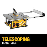 10-in 15-Amp Corded Portable Jobsite Table Saw with Foldable Rolling Stand DWE7491RS