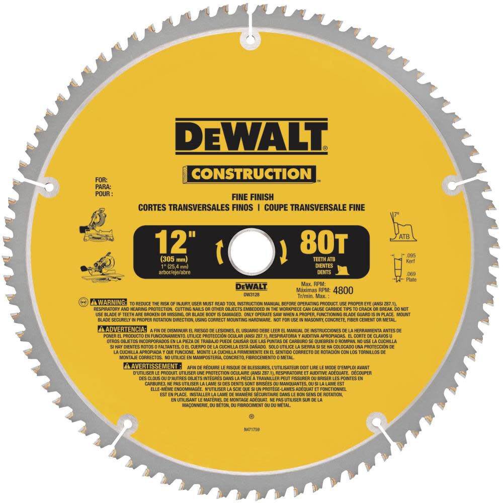 12-in 80T Saw Blade DW3128