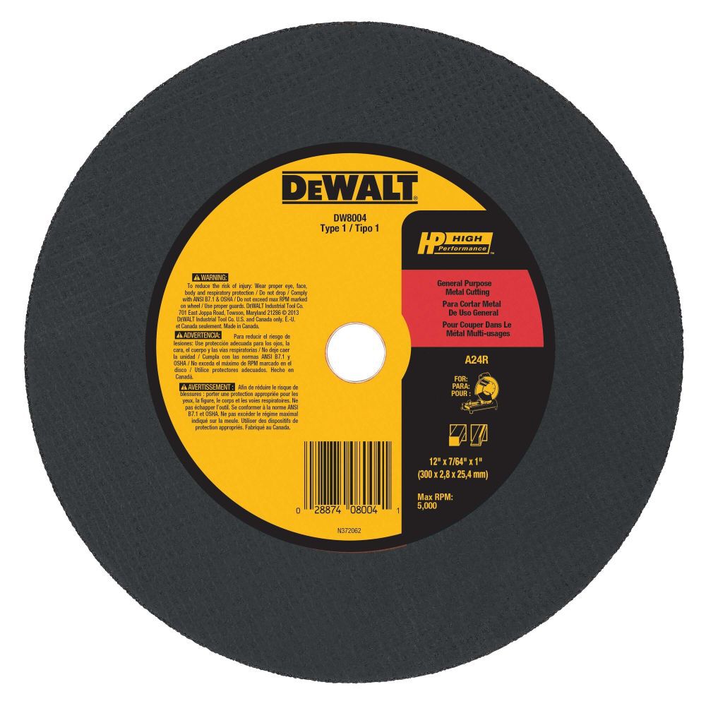 12-in x 7/64-in x 1-in Chop Saw Wheel DW8004