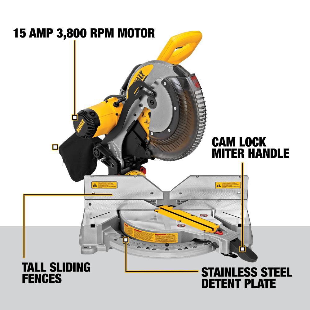 12 Inch 15 Amp Dual Bevel Compound Miter Saw & Saw Stand Bundle DWS716-DWX724