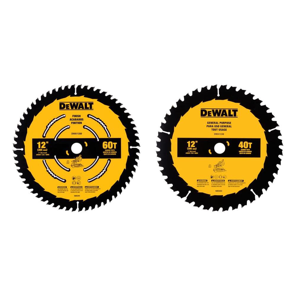 12in 40T & 60T Circular Saw Blades 2pk DWA112CMB