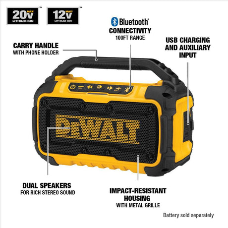 12V/20V MAX Jobsite Bluetooth Speaker & 3Ah Battery Pack Bundle DCB200-DCR010