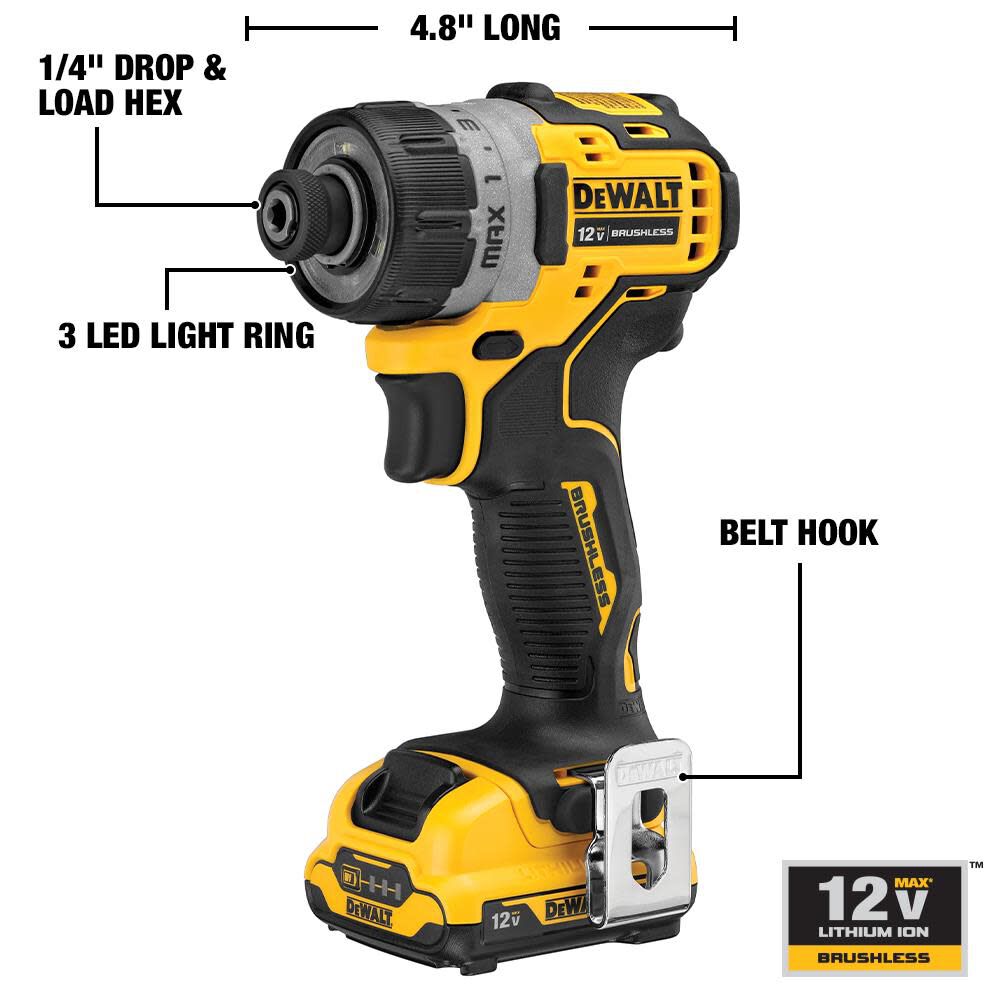 XTREME 12-volt Max Brushless 1/4-in Cordless Screwdriver (2-Batteries Included and Charger Included) DCF601F2