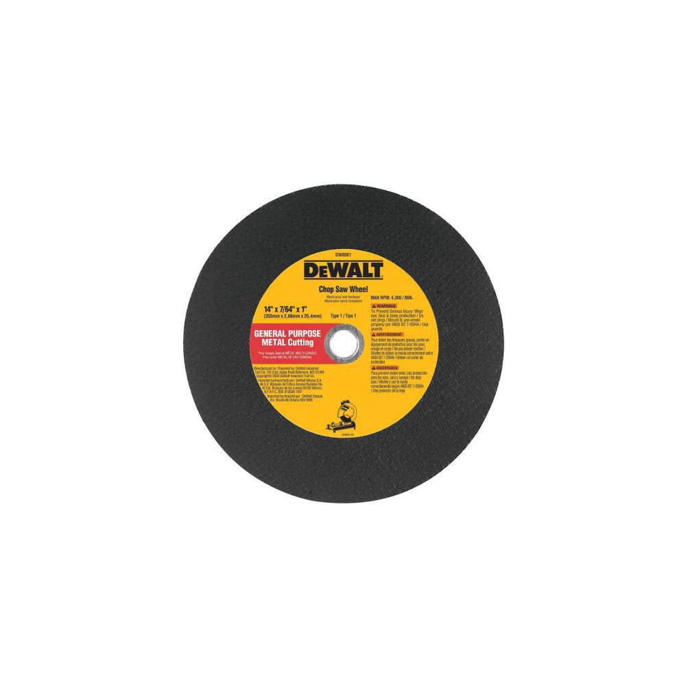 14 In. X7/ 64 In. X7/ 64 In. x 1 In. GP Chop Saw Wheel DW8001B4