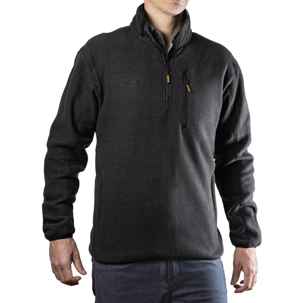 1/4 Zip Fleece Pullover Polyester Black Large DXWW50010-BLK-LRG