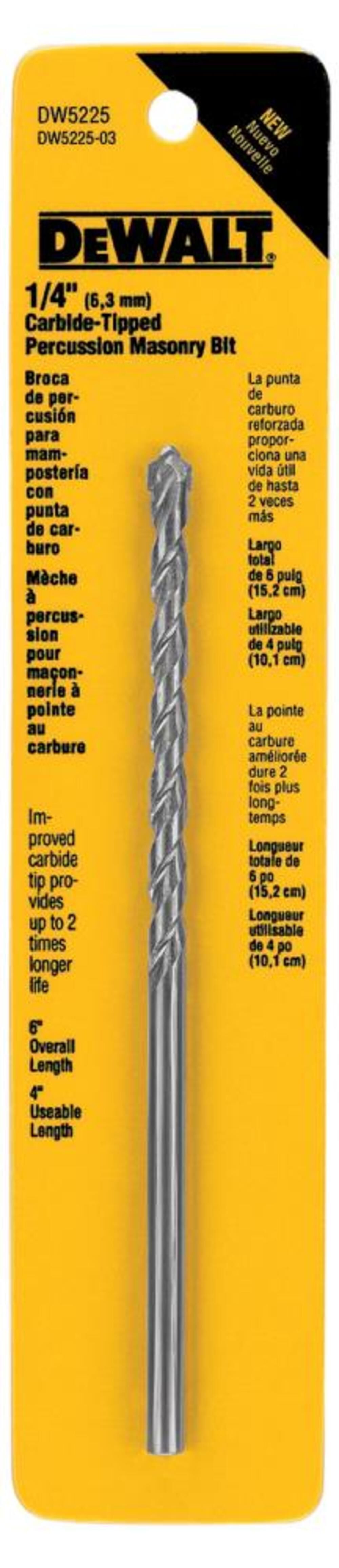 1/4in x 6in DRILL BIT PREMIUM PERCUSS DW5225