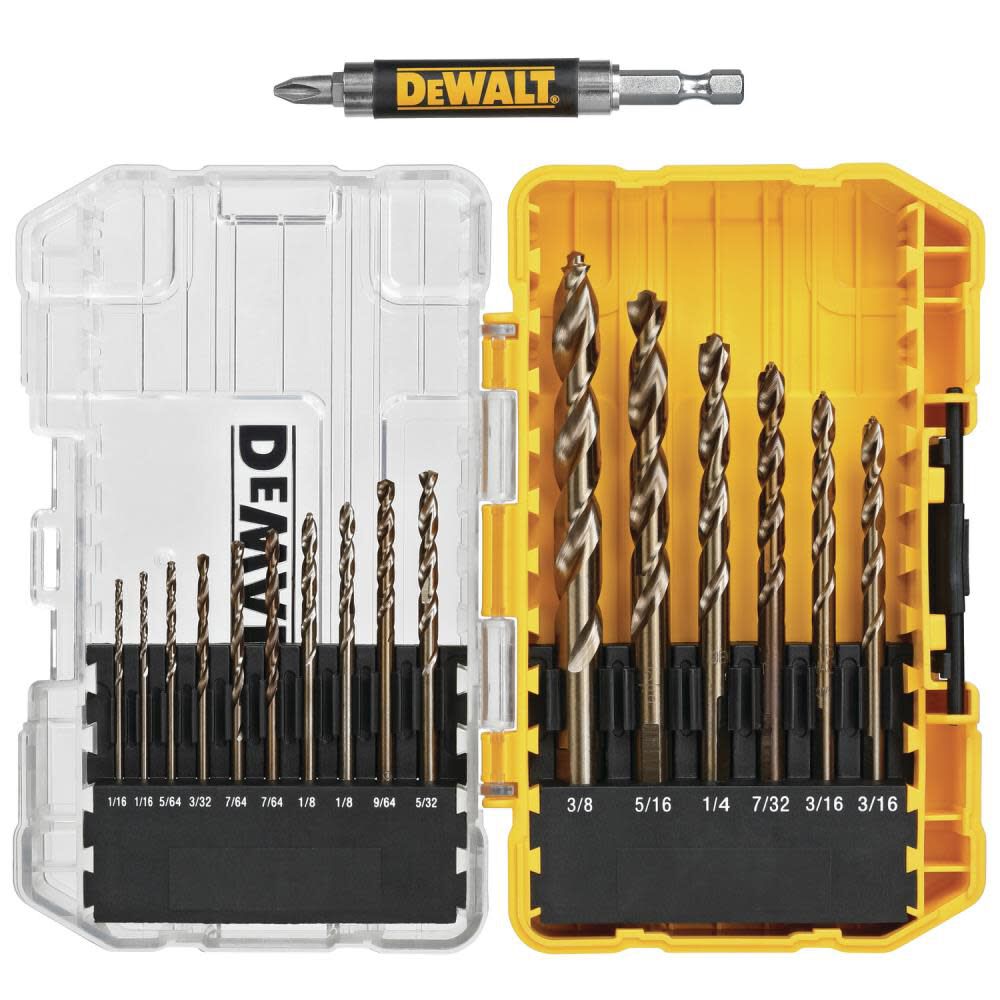 16pc Gold Ferrous Pilot Point Drill Bit Set DW1170