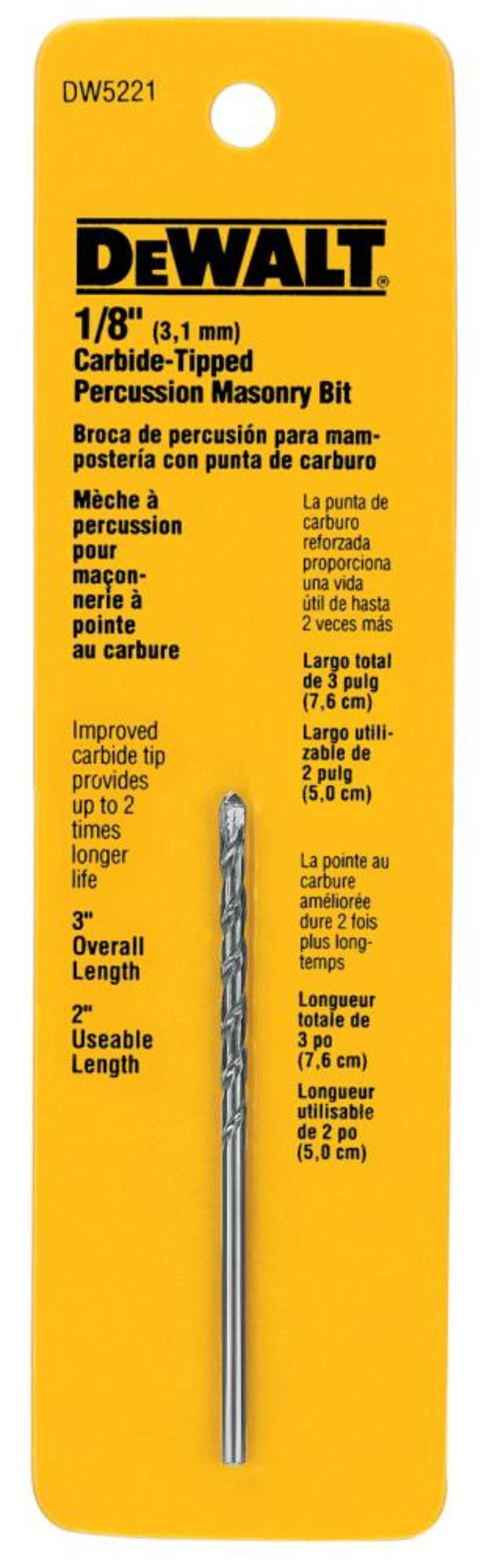 1/8in x 3in DRILL BIT PREMIUM PERCUSS DW5221