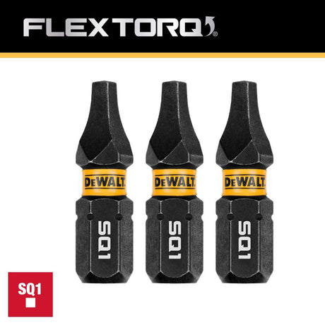 Flextorq 1/4-in x 1-in Square/Robertson Impact Driver Bit (3-Piece) DWAF1SQ1IR3