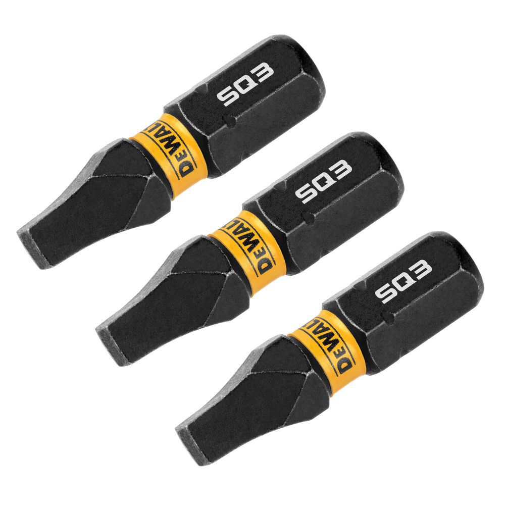 1/4-in x 1-in Square/Robertson Impact Driver Bit (3-Piece) DWAF1SQ3IR3