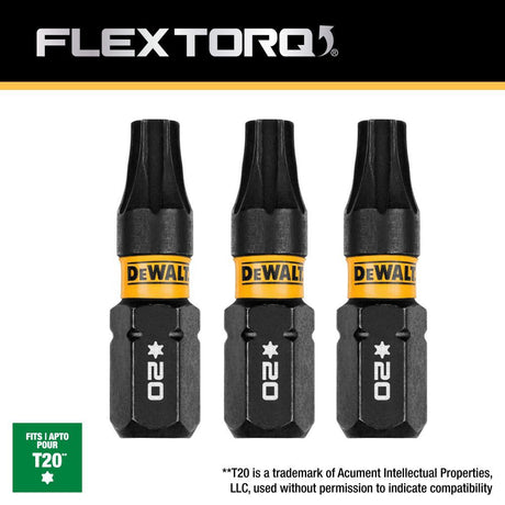 Flextorq 1/4-in x 1-in Torx Impact Driver Bit (3-Piece) DWAF1TX20IR3