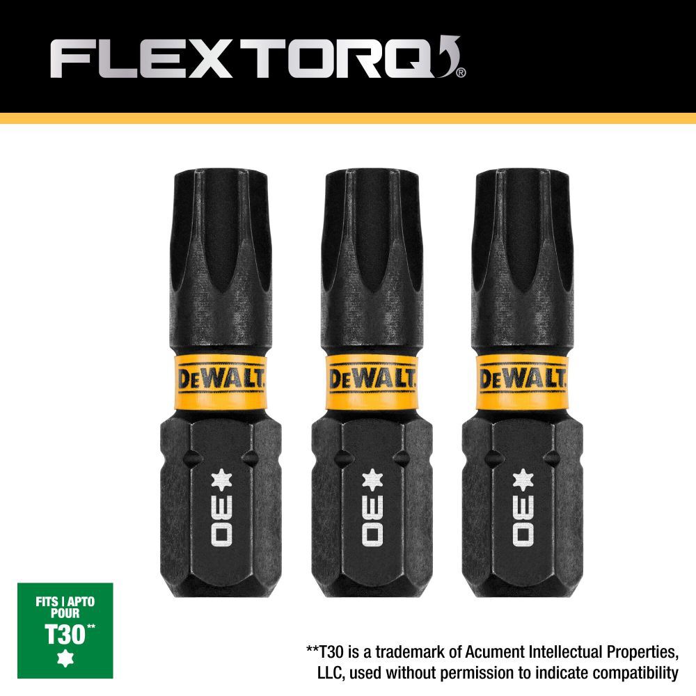 Flextorq 1/4-in x 1-in Torx Impact Driver Bit (3-Piece) DWAF1TX30IR3