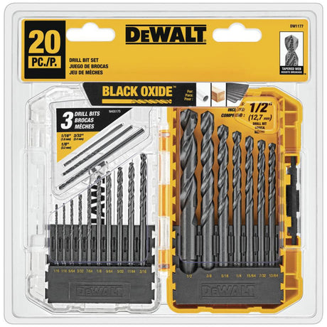 20 piece Black Oxide Drill Bit Set DW1177