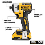 20 V MAX XR Brushless 1/4 In. 3-Speed Impact Driver DCF887D2