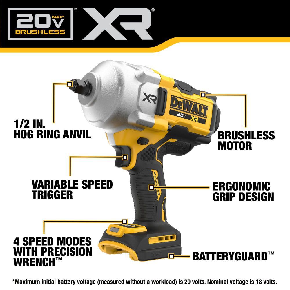 XR 20-volt Max Variable Brushless 1/2-in Drive Cordless Impact Wrench (Bare Tool) DCF961B