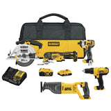 5-Tool 20-Volt Max Power Tool Combo Kit with Soft Case (2-Batteries and charger Included) DCK551D1M1