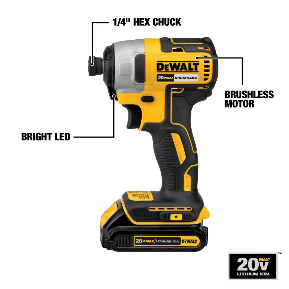 2-Tool 20-Volt Brushless Power Tool Combo Kit with Soft Case (2-Batteries and charger Included) DCKSS276C2BB