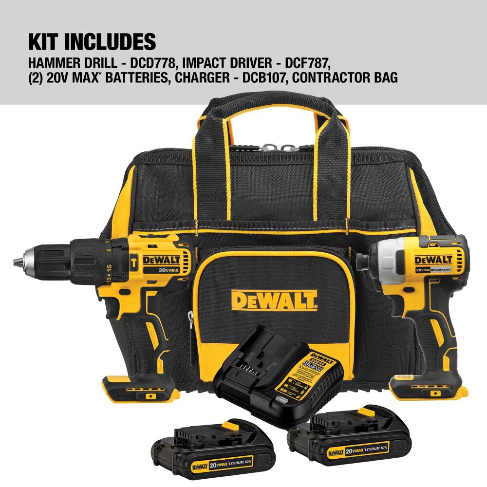 2-Tool 20-Volt Brushless Power Tool Combo Kit with Soft Case (2-Batteries and charger Included) DCKSS276C2BB