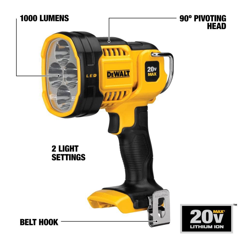 20-volt Max Lithium Ion (li-ion) Cordless 1000-Lumen LED Rechargeable Power Tool Flashlight DCL043