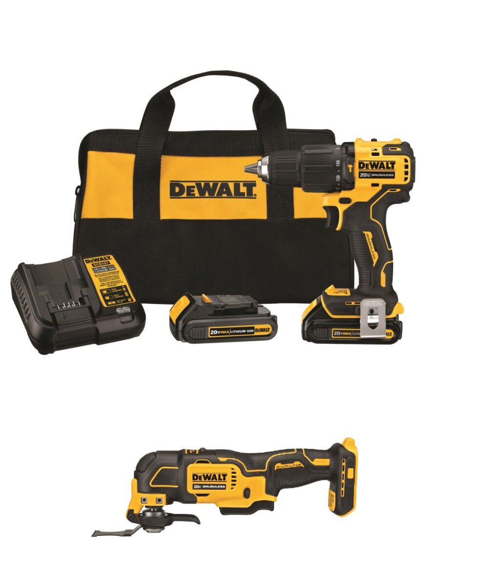 20V MAX 1/2 Inch Hammer Drill/Driver & Oscillating Multi-Tool Combo Kit Bundle DCD709C2-DCS354B