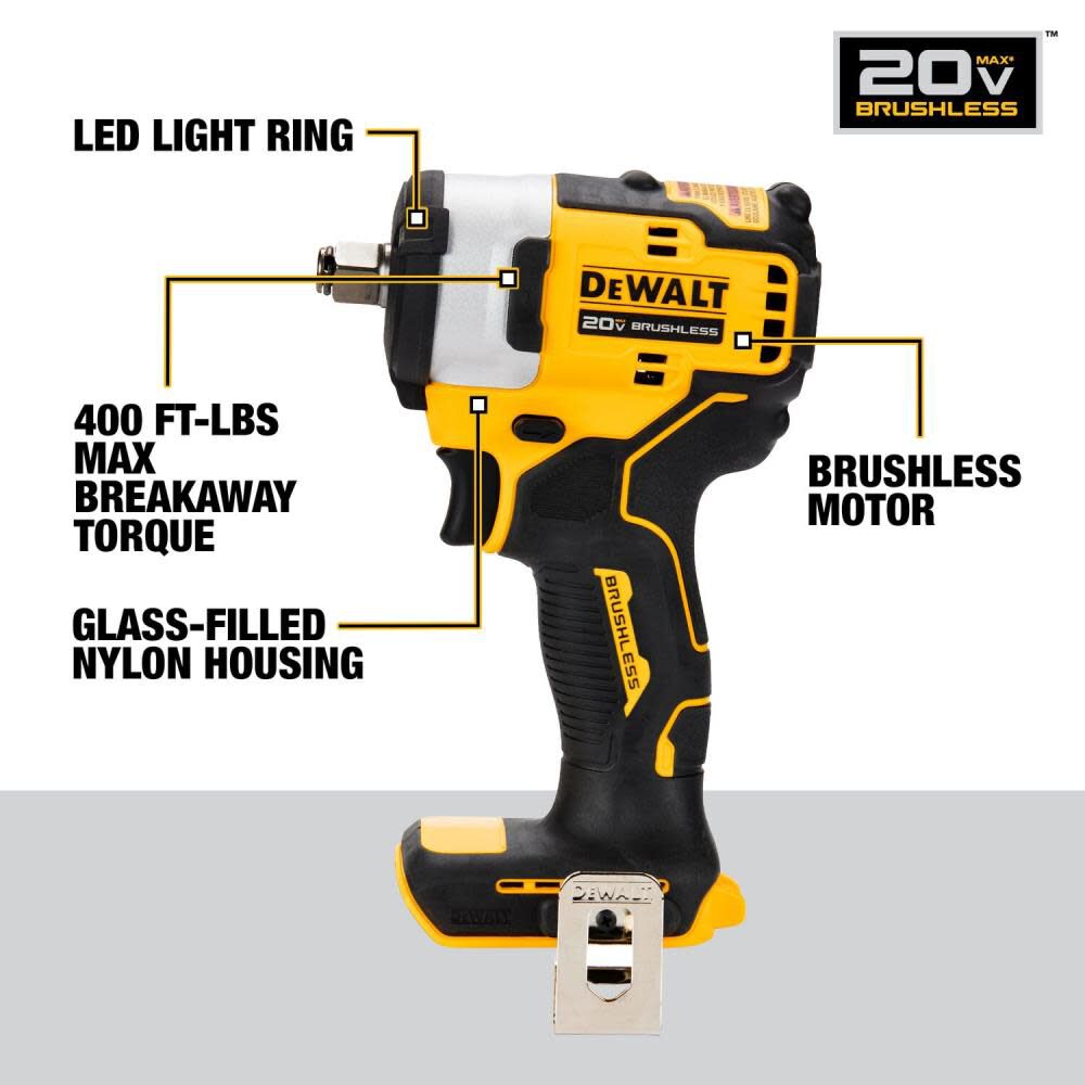 20-volt Max Variable Brushless 1/2-in square Drive Cordless Impact Wrench (Bare Tool) DCF911B