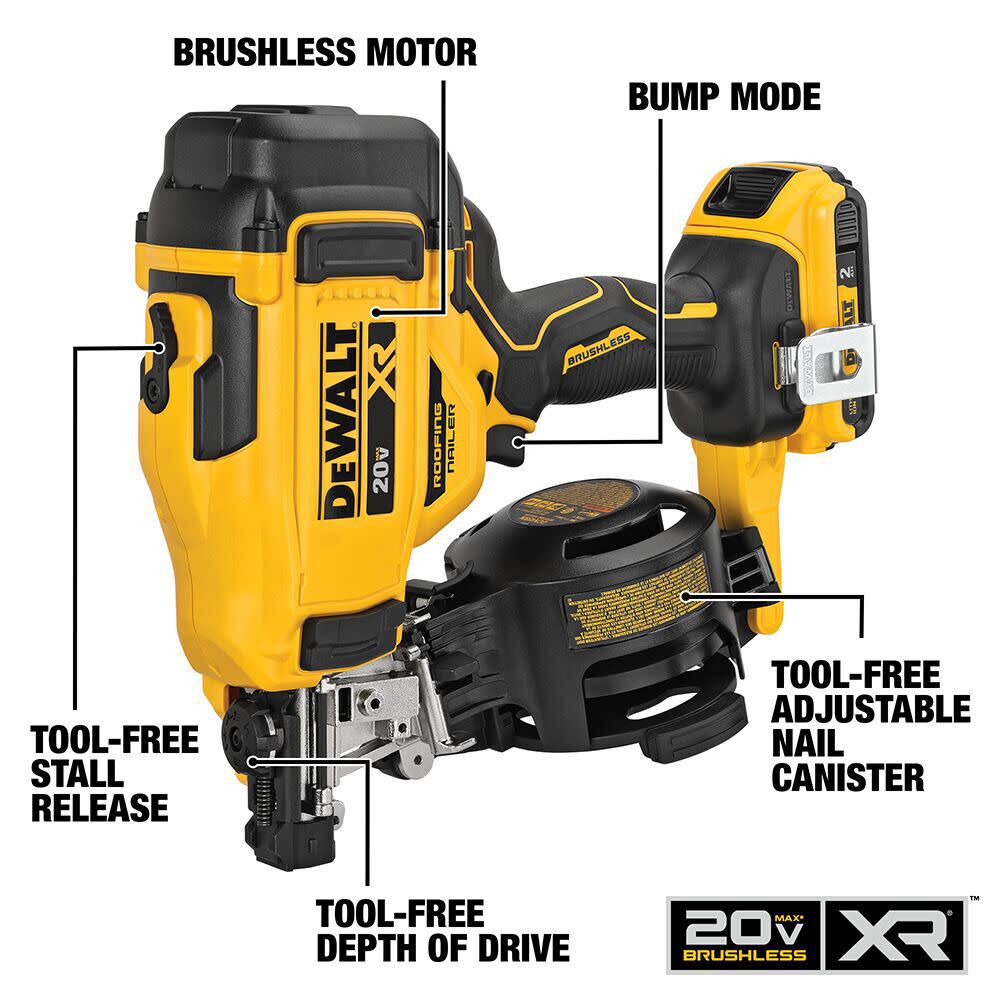 20V MAX 15 Cordless Coil Roofing Nailer Kit DCN45RND1