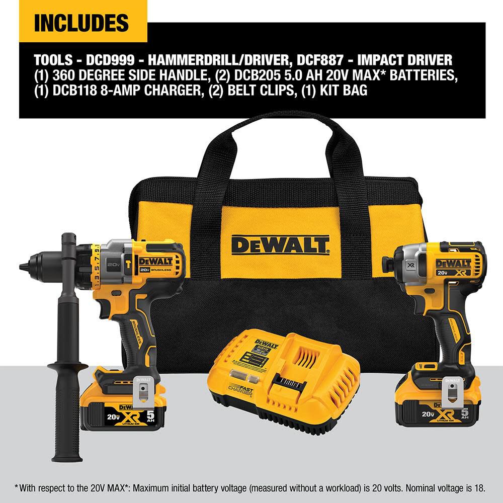 20V MAX 2 Tool Kit Including Hammer Drill/Driver with FLEXV Advantage DCK2100P2